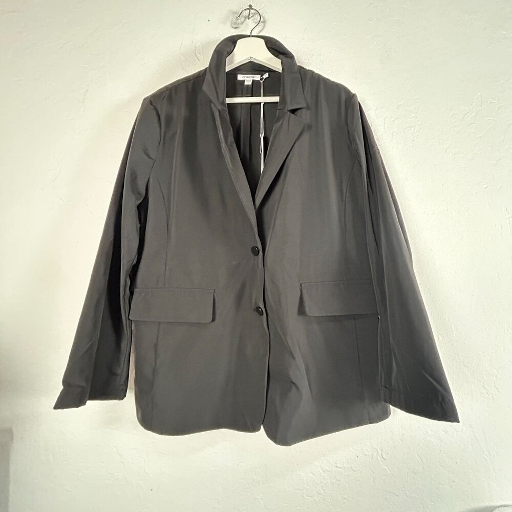 Chico's Womens Zenergy Taffeta Blazer Jacket Size 3, US 16 Black Two-Button New